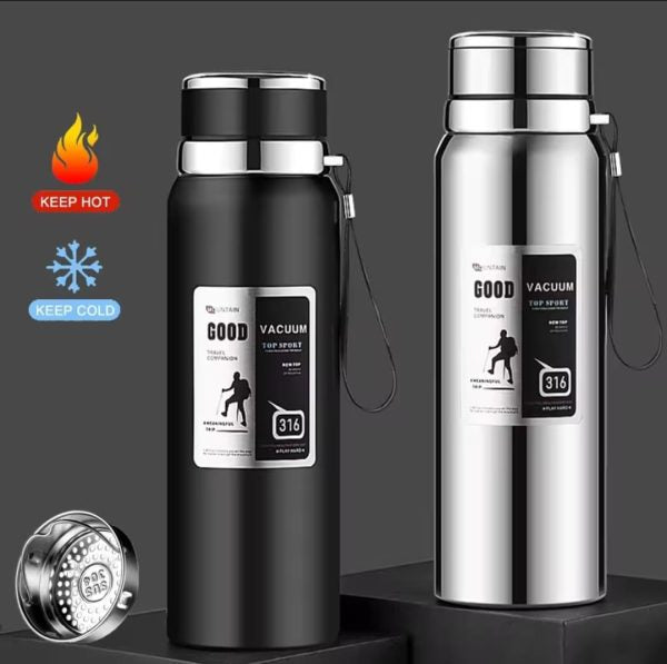 V1000ml Large Capacity Stainless Steel Thermos Bottle – Hot & Cold Vacuum Flask Water Bottle (random Color)