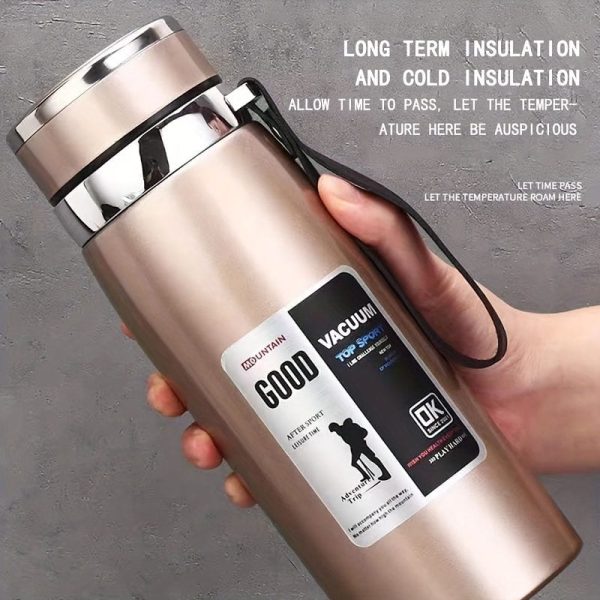 V1000ml Large Capacity Stainless Steel Thermos Bottle – Hot & Cold Vacuum Flask Water Bottle (random Color)