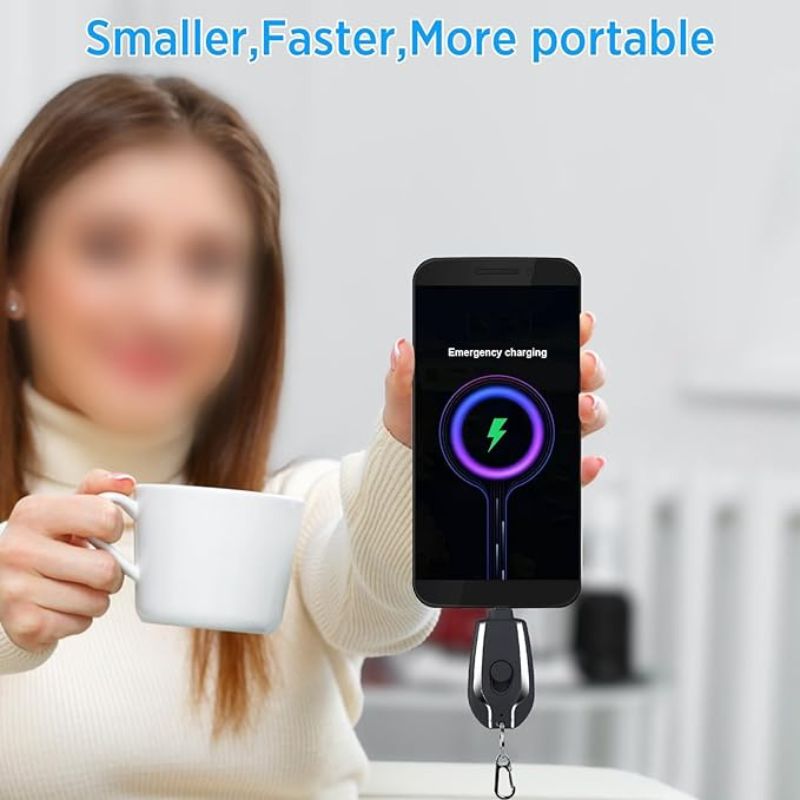 cc Mini Keychain Power Bank | Ultra-Compact 1500mAh Emergency Charger for Phones & Gadgets