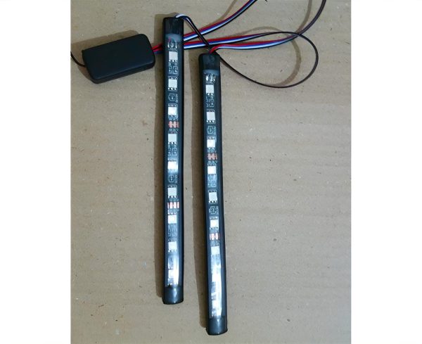 2pcs Rgb 17cm Silicon Flexible 9-led Strip Drl Daytime Multicolor Light | Smd Led Fancy Light (rgb) For Car Bumper And Bikes