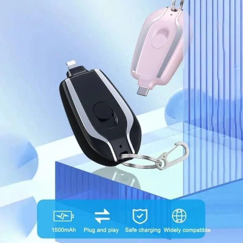 cc Mini Keychain Power Bank | Ultra-Compact 1500mAh Emergency Charger for Phones & Gadgets