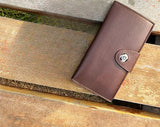 Tri-fold Pure Leather Long Wallet For Men & Women – Genuine Cow Leather Fashion Wallet With Multiple Card Slots, Cash & Mobile Compartments – Stylish Smooth Pattern In Brown, Black & Blue (18×9×2cm)