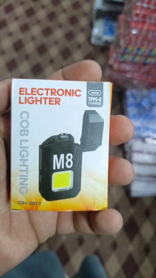 Cob Led Flahlight With Lighters Dual Arc Pulse Flameless Lighter Type C Rechargeable Lighter Work Light Mini Light Men’s Gift