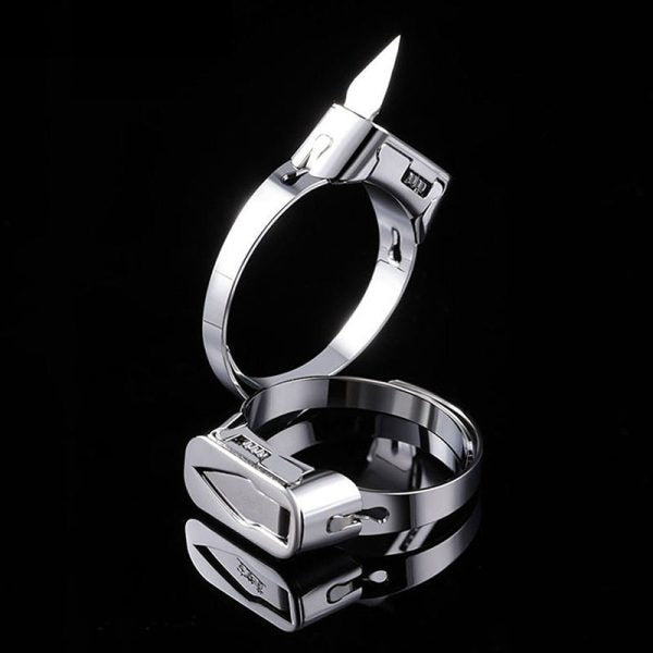 Stainless Steel Self-defense Ring With Hidden Blade – Adjustable Mini Knife Ring For Personal Safety – Wearable Concealed Protection Tool For Men & Women