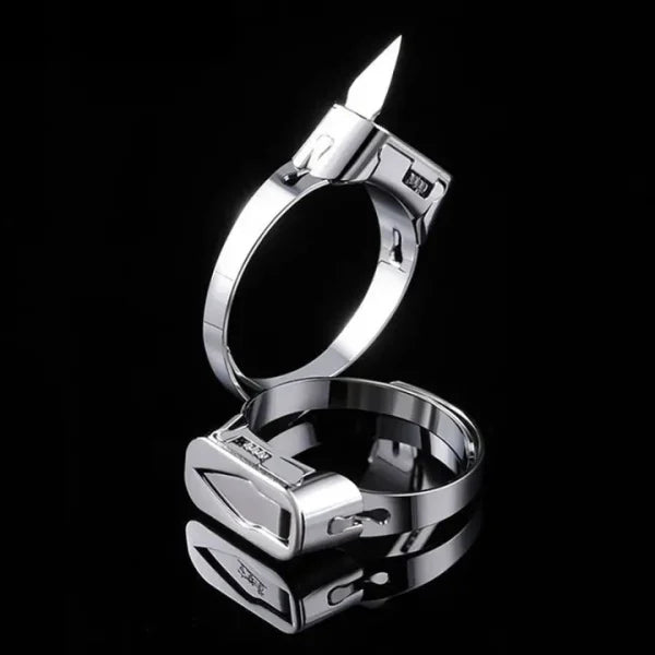 Stainless Steel Self-defense Ring With Hidden Blade – Adjustable Mini Knife Ring For Personal Safety – Wearable Concealed Protection Tool For Men & Women