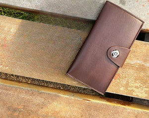 Tri-fold Pure Leather Long Wallet For Men & Women – Genuine Cow Leather Fashion Wallet With Multiple Card Slots, Cash & Mobile Compartments – Stylish Smooth Pattern In Brown, Black & Blue (18×9×2cm)